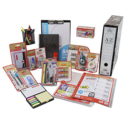 Starplast, Pack Material Oficina y Papelería, Set Material Escritorio, Lote Productos Oficina, Diferentes Productos, con Tarjeta Personalizable.