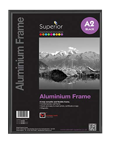 Stewart Superior A2 horizontal/vertical con vidrio cristal de seguridad aluminio marco de fotos – negro