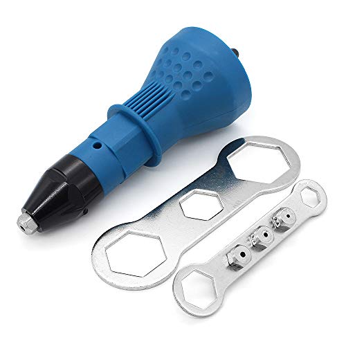 Subtop Pistola de remache inalámbrico, Kit de herramientas eléctricas para taladro de pistola, adaptador de remache insertar tuerca de mano (Azul)