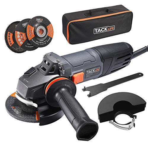 TACKLIFE Amoladora angular 900 W, 3 discos de 125 mm de diámetro, velocidad de ralentí: 12.000 min-1, con mango antivibración, protección del cuerpo de lijado, P9AG125 TACKLIFE Amoladora angular 900 W, 3 discos de 125 mm de diámetro, velocidad de ralentí: 12.000 min-1, con mango antivibración, protección del cuerpo de lijado, P9AG125
