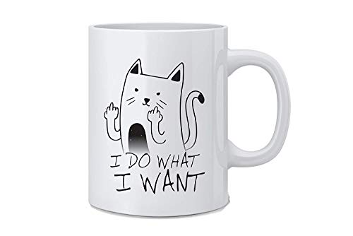 Taza de café con texto en inglés "I Do What I Want Gat", divertida taza de café de 325 ml, color blanco