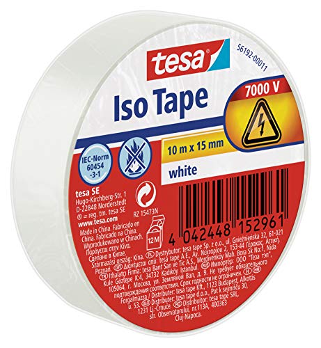 tesa 56192-00011-02 Cinta aislante en PVC 10m x 15mm, blanco tesa 56192-00011-02 Cinta aislante en PVC 10m x 15mm, blanco