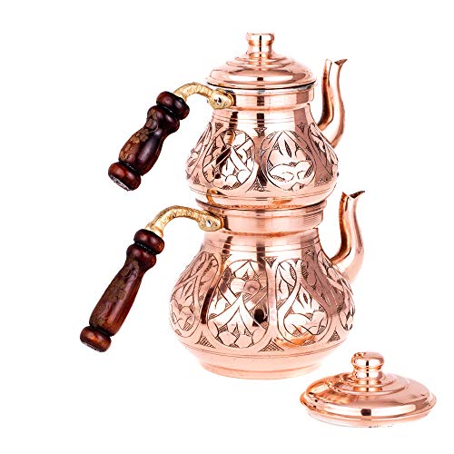 Tetera turca de cobre para té y té (tetera de repuesto), estilo oriental turco martillado hecho a mano (modelo 4)