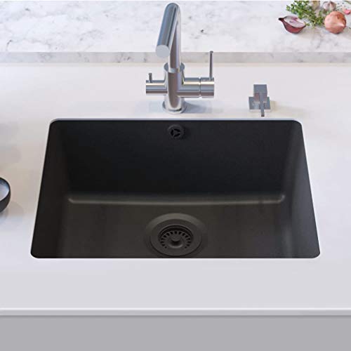 Tidyard Fregadero de Cocina de Granito con un Seno de Resistente al Calor hasta 280 °C Negro Tidyard Fregadero de Cocina de Granito con un Seno de Resistente al Calor hasta 280 °C Negro