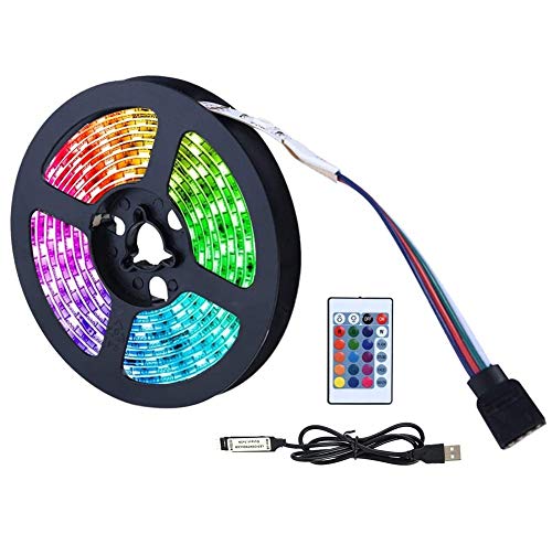 Tiras LED TV 1M 30LED, Tira LED USB RGB 5050 de Multicolor, Luces LED Habitación con Control Remoto 5V, Luz LED TV Gaming con Autoadhesiva