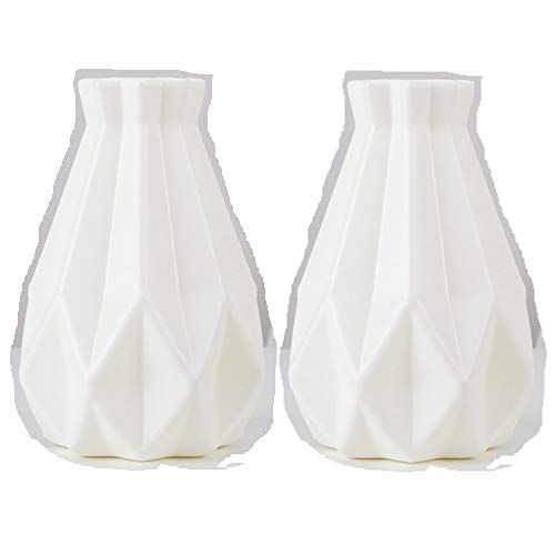 TOPmountain Jarrón de plástico con Aspecto de cerámica, jarrón irrompible para Flores, decoración para la Fiesta de la Boda en casa, Centro de Mesa - 2 Paquetes de Blanco TOPmountain Jarrón de plástico con Aspecto de cerámica, jarrón irrompible para Flores, decoración para la Fiesta de la Boda en casa, Centro de Mesa - 2 Paquetes de Blanco