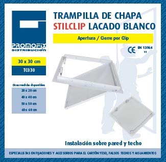 Trampilla de Chapa Stilclip, Lacada Blanca, 300mm x 300mm, Cartón Promofix 1 Pieza