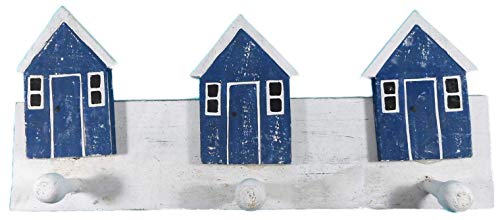 Trends & Trade Perchero de pared con forma de casa de playa, 36 x 15 cm, diseño marítimo de playa y lago