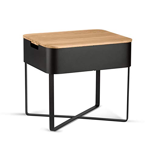 typmisch Mesa Auxiliar de Madera y Metal, Roble Macizo Barnizado, Acero Negro, Mesa pequeña para sofá con Espacio de Almacenamiento, Mesa de Centro, Almacenamiento, cómoda pequeña. typmisch Mesa Auxiliar de Madera y Metal, Roble Macizo Barnizado, Acero Negro, Mesa pequeña para sofá con Espacio de Almacenamiento, Mesa de Centro, Almacenamiento, cómoda pequeña.