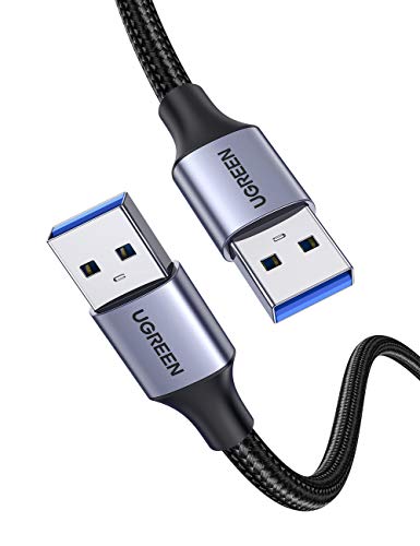 UGREEN Cable USB 3.0 Tipo A a Tipo A, Cable Conexión USB 3.0 de Transmisión de Datos Alta Velocidad 5Gbps para Ordenador, Portátil, Disco Duro, Impresora, Base Refrigeradora, Cámaras, Módems, 1Metro