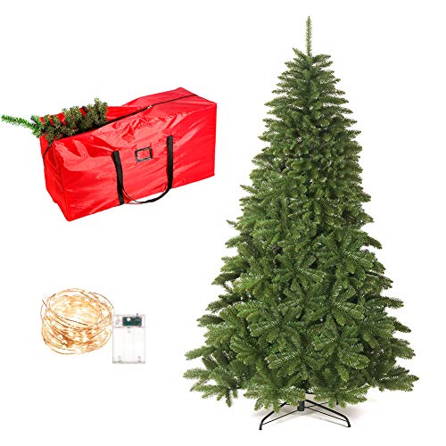 UHAPEER Árbol de Navidad de 180 cm, Árbol Artificial con 1000 PVC Puntas, con Soporte, Bolsa de Almacenamiento, 10M Luces de Alambre de Cobre