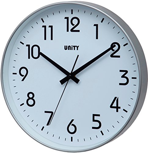 Unity Fradley - Reloj de pared silencioso, moderno, 30 x 30 x 5 cm, color plateado, pl?stico
