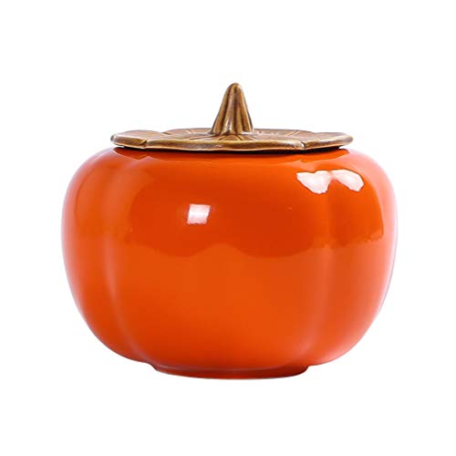 UPKOCH - Tarro de Almacenamiento de Alimentos con Forma de Calabaza, Recipiente de cerámica para Caramelos con Tapa para Restaurante casa, Porcelana, Naranja, 8 * 8 * 8 cm