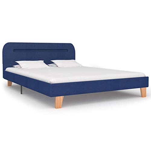 vidaXL Estructura de Cama con LED 140x200 cm Decoración Dormitorio DIseño Habitación Hogar Casa Mobiliario Muebles Bricolaje Tela Azul vidaXL Estructura de Cama con LED 140x200 cm Decoración Dormitorio DIseño Habitación Hogar Casa Mobiliario Muebles Bricolaje Tela Azul