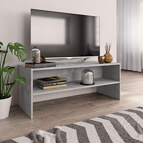 vidaXL Mueble TV Estante Mesa Baja Televisión Aparador Televisor Módulo Diseño Simple Compartimento Salón Cuarto Comedor Aglomerado Color Gris Cemento