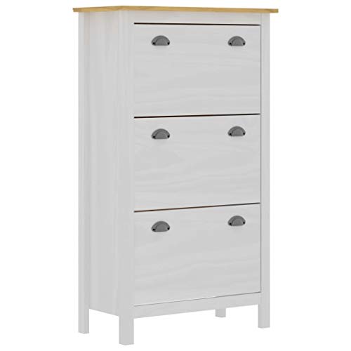 vidaXL Mueble zapatero Hill Range madera de pino blanco 72x35x124 cm