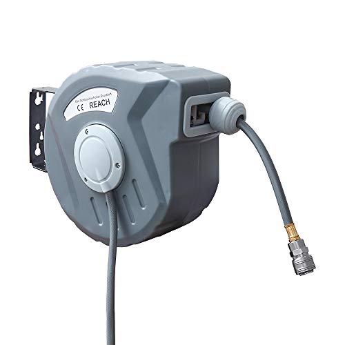 VINGO 10m Manguera de carrete Aire Comprimido Automático retráctil con Soporte para Pared de 180 °conexión 1/4" VINGO 10m Manguera de carrete Aire Comprimido Automático retráctil con Soporte para Pared de 180 °conexión 1/4"