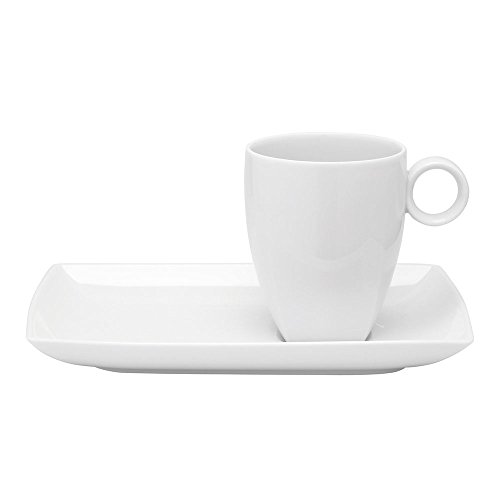 VISTA ALEGRE Carré White Bandeja + Mug, Porcelana, Blanco, 21.9 cm