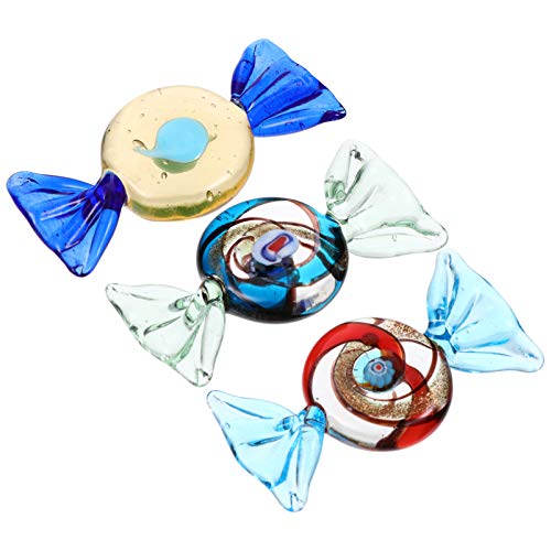 Wakauto 3 Piezas Adornos de Caramelo de Cristal Dulces de Cristal de Murano Vintage Decoraciones de Dulces Artificiales para Bodas Suministros para Fiestas Navideñas