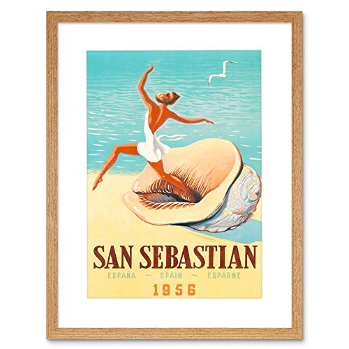 Wee Blue Coo San Sebastian Spain Beach Conch Shell Sand Lámina Enmarcada 12 x 16 Pulgadas