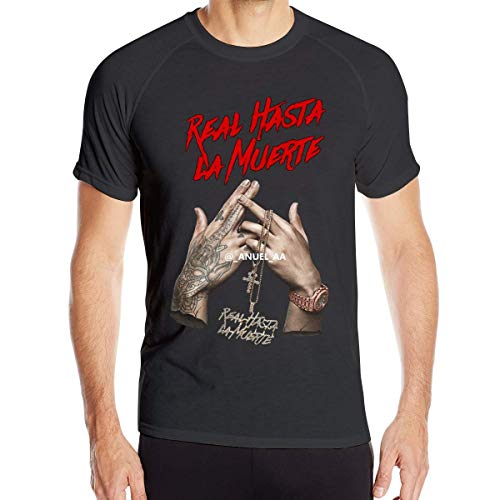 Welikee Camiseta, Manga Corta, Anuel AA Real hasta La Muerte Men Running Short Sleeve Casual Short-Sleeved T-Shirts