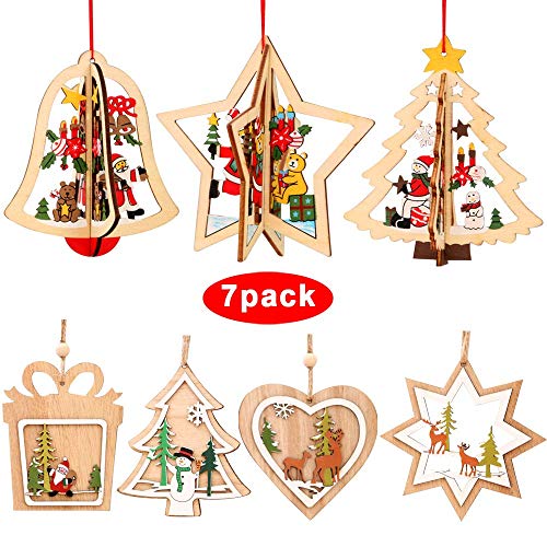 WELLXUNK® Adorno De Madera De arbol De Navidad, Colgante Navideño de Madera, DIY Madera Colgante Adornos, 3D Colgante Navideño de Madera, Colgante Adornos para Árbol de Navidad y Decoración de Fiesta WELLXUNK® Adorno De Madera De arbol De Navidad, Colgante Navideño de Madera, DIY Madera Colgante Adornos, 3D Colgante Navideño de Madera, Colgante Adornos para Árbol de Navidad y Decoración de Fiesta