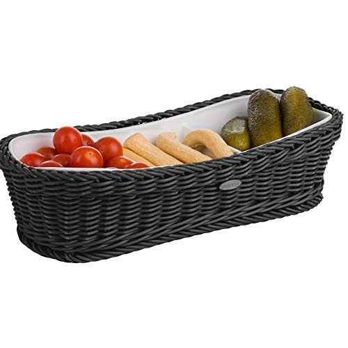 Westmark Saleen 2101804160 Cesta Rectangular con 3 Porcelana Compartimentos, Color Beige, Negro, 315 x 135 x 75 cm Westmark Saleen 2101804160 Cesta Rectangular con 3 Porcelana Compartimentos, Color Beige, Negro, 315 x 135 x 75 cm