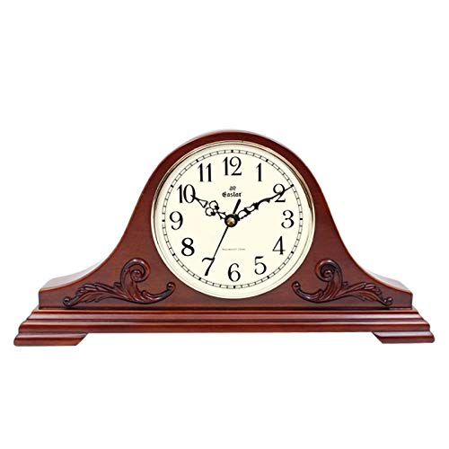 WJH Reloj de mesa Manto campana de madera Westminster decorativo chimenea reloj es un estante de madera maciza reloj que funciona con baterías