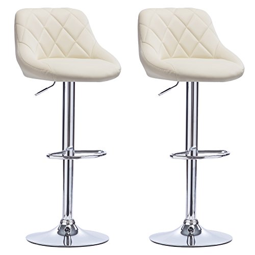 WOLTU 2X Taburete de Bar con Respaldo Cuero Sintético Taburetes Alto Cocina Regulable en Altura Taburete Giratorio Sillas Bar Taburete de Escritorio Crema BH23cm-2 WOLTU 2X Taburete de Bar con Respaldo Cuero Sintético Taburetes Alto Cocina Regulable en Altura Taburete Giratorio Sillas Bar Taburete de Escritorio Crema BH23cm-2