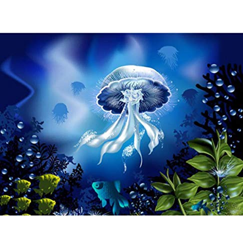 XHHZ Bricolaje Kit De Pintura De Diamante 5D Punto De Cruz Mar Medusas Diamante Bordado Animal Mosaico Imagen De Cristal Hecho A Mano Decoración del Hogar-50X70cm
