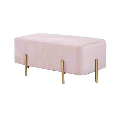 YCSD Rectángulo  Otomano Banco  con Piernas Doradas Taburete De Tocador Sofá Taburete Taburete De Cabecera,para Muebles De Dormitorio,86 X 42 X H 40 Cm (Color : Pink)