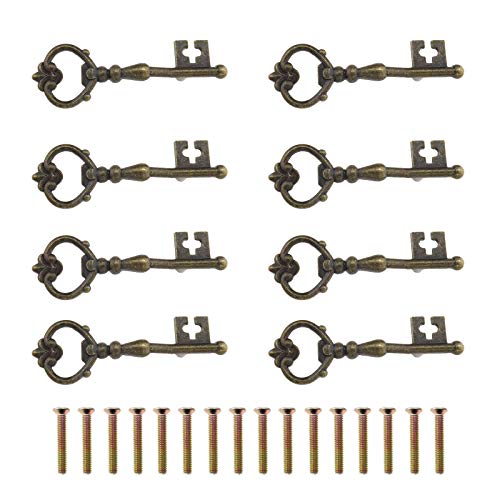 YINETTECH - Tiradores de armario con forma de llave de bronce antiguo, 8 unidades, estilo rústico