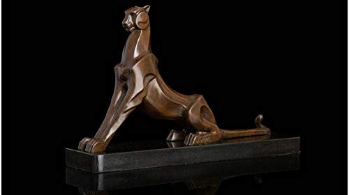 YOUZE Art Deco Escultura Jaguar Leopardo Resumen Animal Estatua de Bronce Firmado