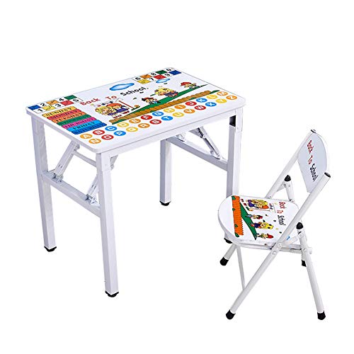 ZH Escritorio y Silla Plegables para niños, Mesa de Cartas de Aprendizaje para Infantil,  Juegos de Mesa y sillas, Estable Antideslizante, Adecuado para niños y niñas
