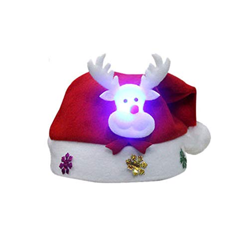 ZHongWei - Corona de Navidad Sombrero de Navidad - Adornos de Navidad Sombrero de Navidad Gorra de LED Hombre Viejo Lindo Hombre de Nieve Elk Sombrero Niños Año Nuevo Luz Cap (3pcs)
