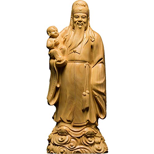 ZTIANEF Escultura Decoración Estatuas Figuritas Oro De Madera Buda De Oro San Xing Tres Dioses Estatua Decoración Dioses Figuras De Madera Exquisito Hogar Feng Shui Tallado Artesanías