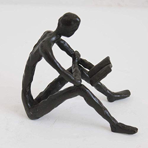 ZXLRH Estatuas De Adorno De Arte Animal Sfor La Estatua del Hogar Artesanía De Metal De Hierro Fundido Hombres Leyendo Adornos para El Hogar Figuras Esculturas