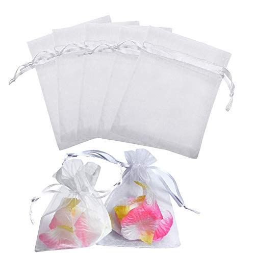 10 bolsas de organza de 7 x 9 cm, color blanco, con cordón de organza, bolsa de regalo, bolsitas para joyas, bolsitas, dulces, bolsas de regalo para bodas, cumpleaños, bautizos, baby shower