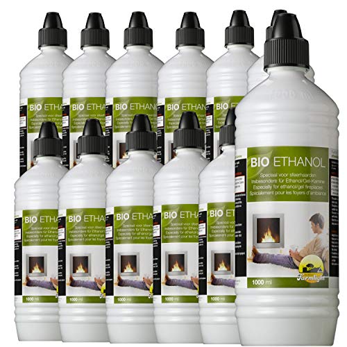 12 litros de bio-etanol de alto rendimiento/Con protección de menores y boquillas de rellenado en cada botella