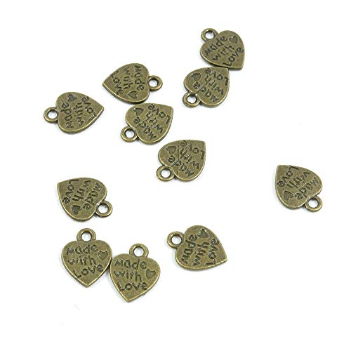 140 abalorios de tono bronce antiguo 228703 hechos a mano con forma de corazón para manualidades y manualidades