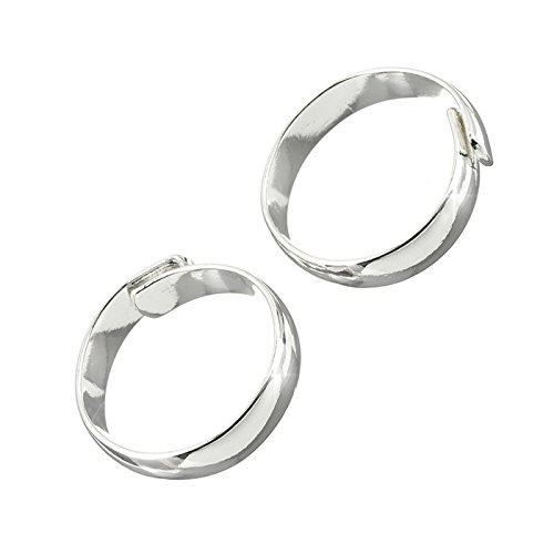 19 mm ajustable chapado en plata bases de anillo 5 mm de ancho (PK2)