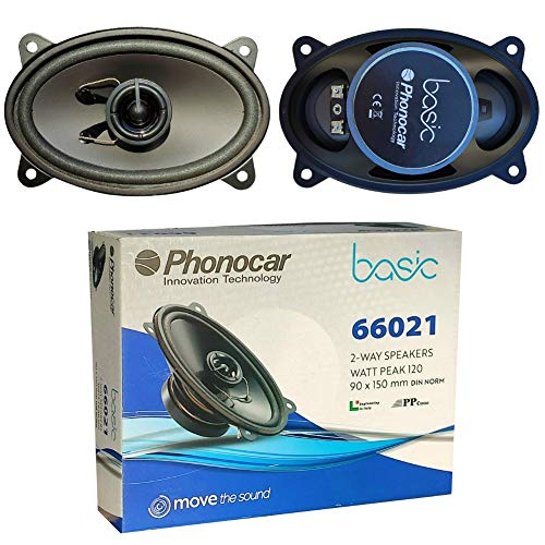 2 Altavoces Compatible con PHONOCAR BASIC 66021 coaxial de 2 vías 4" x 6" 9,00 x 15,00 cm 90 x 150 mm 30 vatios rms 60 vatios máx 4 ohmios 90 db Negro, por par