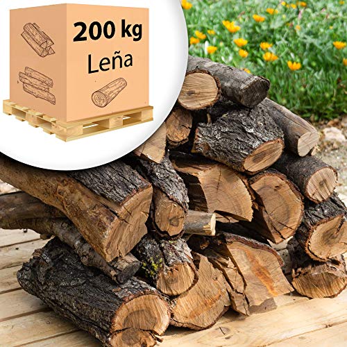 200 kg, 800 Litros leña para chimenea alto poder calorífico. Pallet 1/5 tonelada. Troncos cortos 40 cm, Estufa, barbacoa, fuego al aire libre, tala sostenible