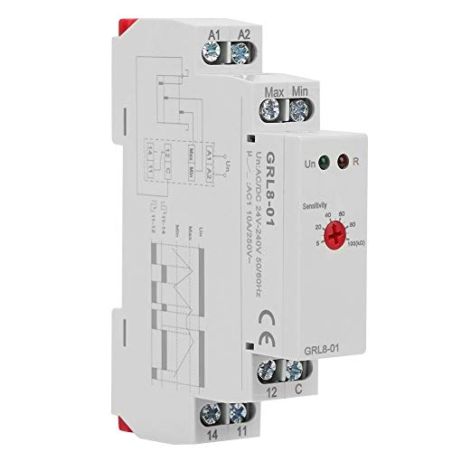 【2021 Promoción de año nuevo】Relé de control, GRL8-01 Relé de control de nivel de líquido Controlador de nivel de agua 10A AC/DC 24V-240V para monitorear el nivel de líquido en la piscina Pozo Tanques