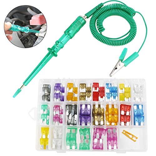 220pcs Fusibles Mini 2A/ 3A/ 5A/ 7.5A/ 10A/ 15A/ 20A/ 25A/ 30A/ 35A Fusible Blade Fuse for Car Boat Truck SUV Automotive Replacement Fuses with Puller Extraction Tool Kit & Car Circuit Tester Pen