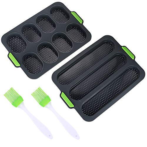 2pcs Silicona Molde Pan, 1pcs Bandeja para baguettes y 1pcs Mini Baguette Hornear Bandeja, molde pan horno para panecillos, baguettes, perritos calientes Pan Rollos crujiente pan Hamburguesas 2pcs Silicona Molde Pan, 1pcs Bandeja para baguettes y 1pcs Mini Baguette Hornear Bandeja, molde pan horno para panecillos, baguettes, perritos calientes Pan Rollos crujiente pan Hamburguesas