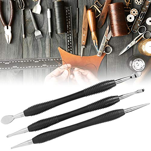 3 piezas duradero y práctico Kit de colección de artesanía estacionaria Juego de herramientas de aguja de cuchara de artesanía de cuero Fabricación de cuero