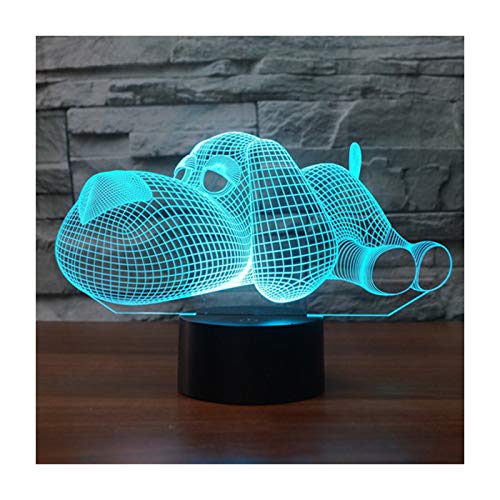 3D Lámpara óptico Illusions Luz Nocturna, EASEHOME LED Lámpara de Mesa Luces de Noche para Niños Decoración Tabla Lámpara de Escritorio 7 Colores Cambio de Botón Táctil y Cable USB, Perro