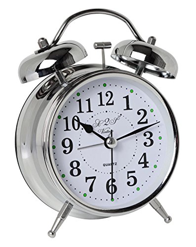 A2S Protection Reloj Despertador Estilo Vintage, Doble Campana, analógico y Funciona con Pilas, Ideal para HEA, 110 g