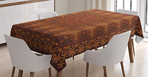 ABAKUHAUS Antiguo Mantele, Persa de Encaje, Estampado con la Última Tecnología Lavable Colores Firmes, 140 x 200 cm, Marrón Anaranjado ABAKUHAUS Antiguo Mantele, Persa de Encaje, Estampado con la Última Tecnología Lavable Colores Firmes, 140 x 200 cm, Marrón Anaranjado